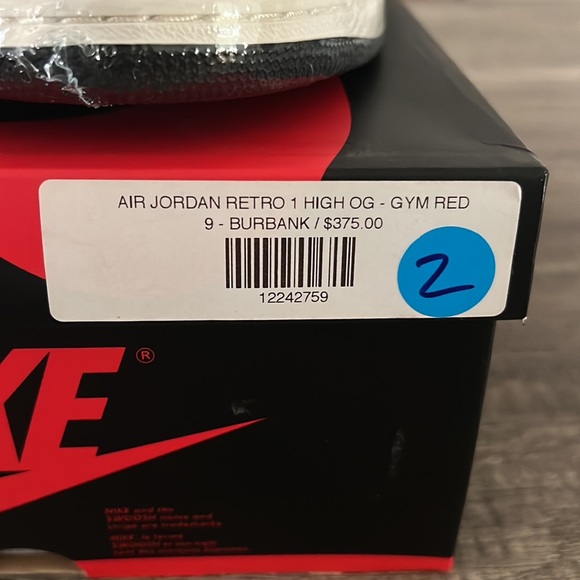 Air Jordan Retro 1 High OG Gym Red - Size M 9 - NWT - Picture 9 of 12